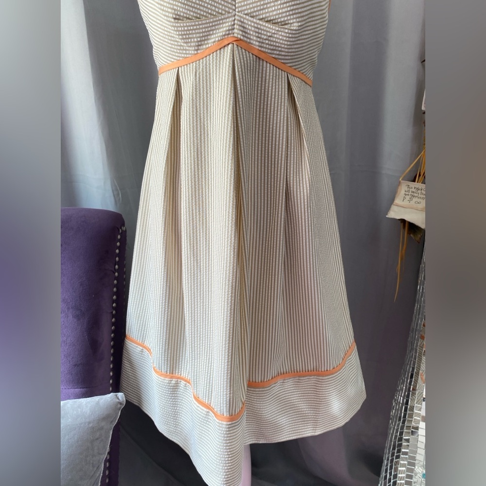 LONDON TIMES SEERSUCKER KNEE LENGTH STRIPED DRESS SIZE 10 MEDIUM LARGE - Picture 3 of 6